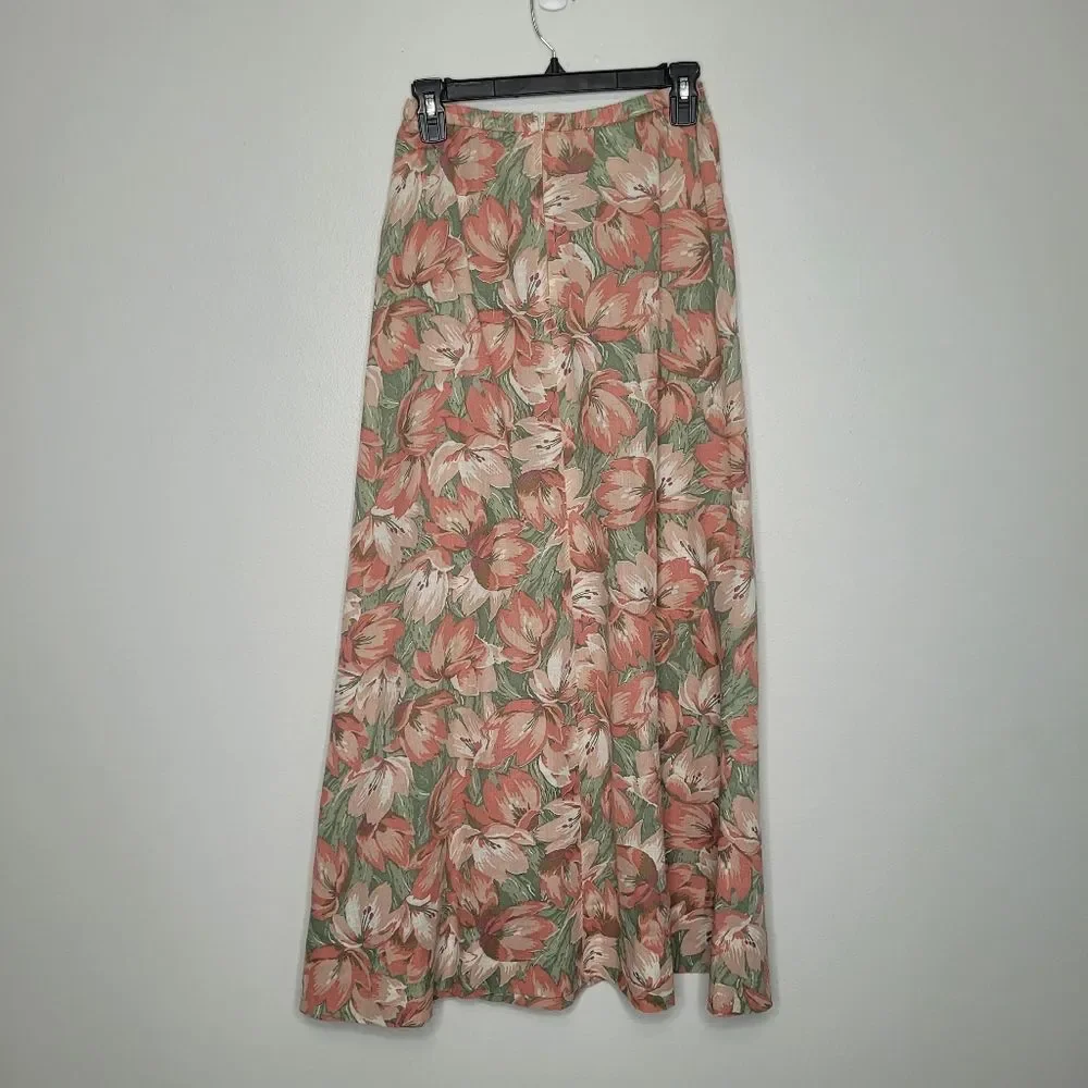 Vintage Liberty House Hawaiian pastel muted floral maxi cottagecore skirt
